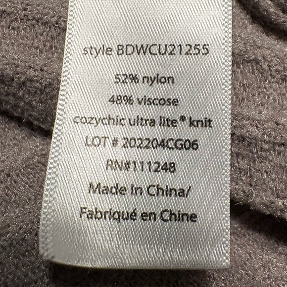 Barefoot Dreams CozyChic Ultra Lite Ribbed Draped Shawl Collar Cardi Medium - Picture 6 of 8